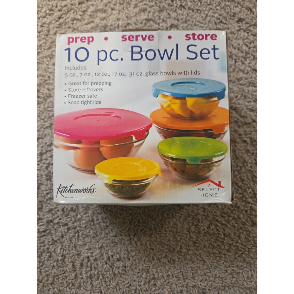 Glass Storage Nesting Bowl Set with Adjustable And Multicolor Lids